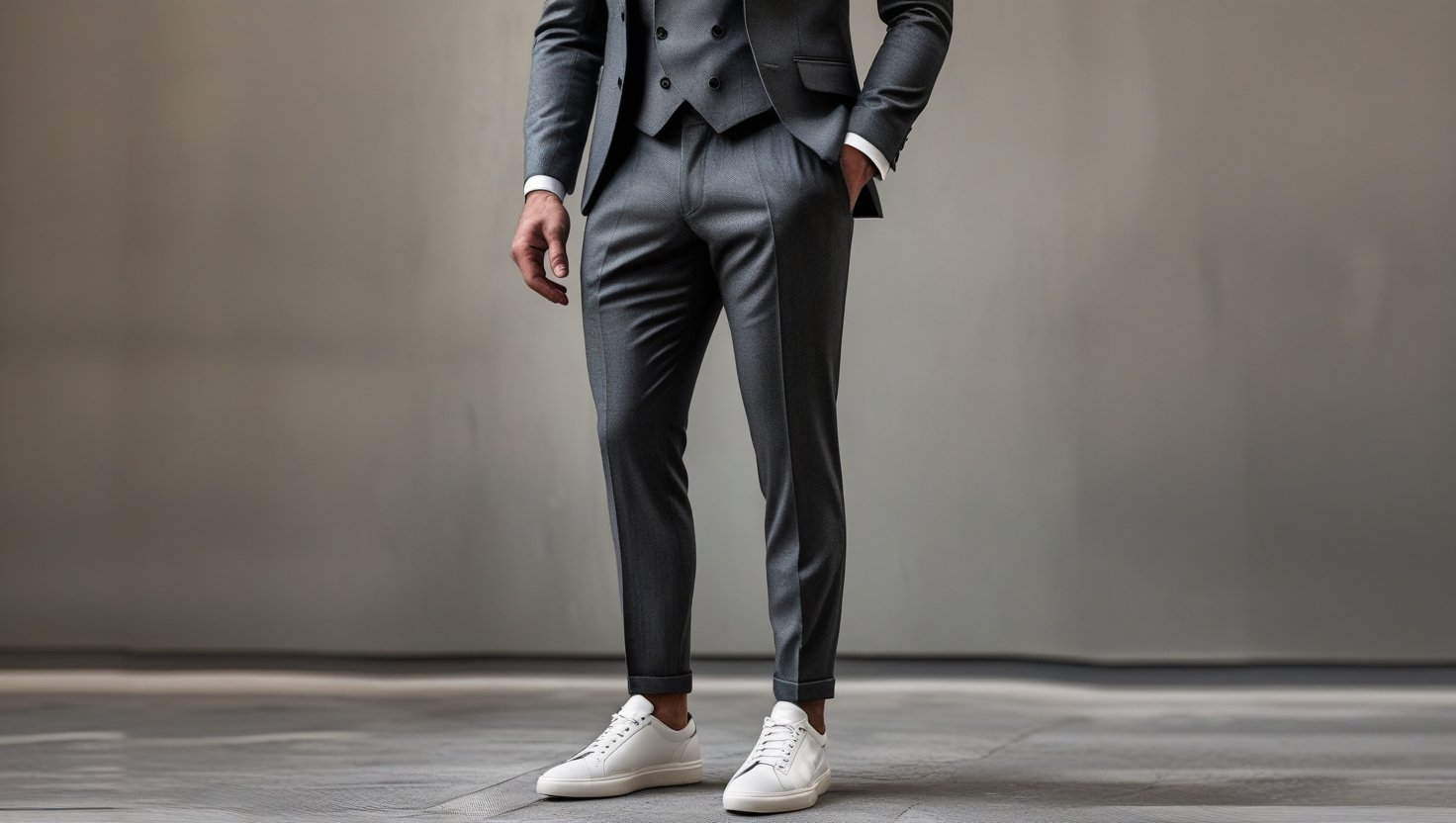 Schwarzer Anzug Graue Schuhe